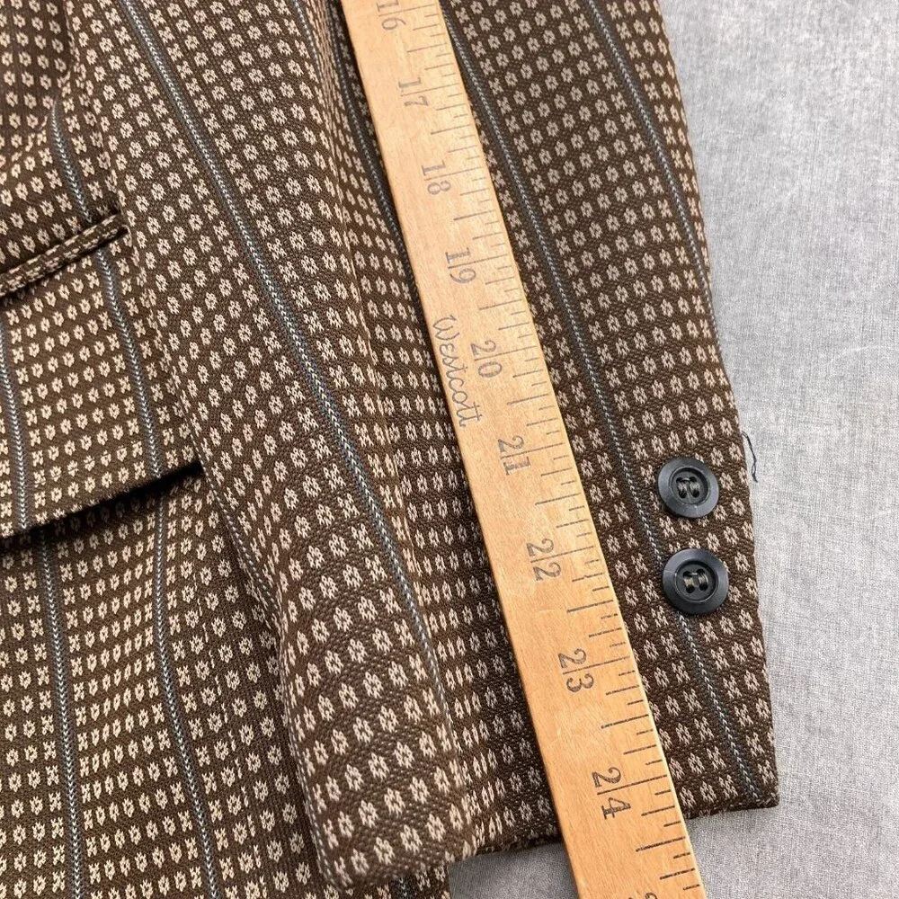Cesare Larini Figlio Blazer Men 42 Brown Blue Geometric Stripe‎ 50s 60s USA VTG